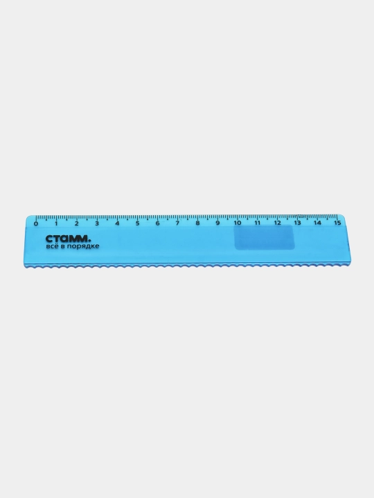 Lineyka 15 sm СТАММ, plastik, chetlari to‘lqinsimon, shaffof, neon rangli, LN174