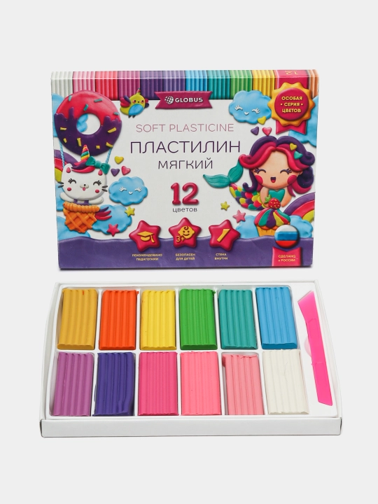 Пластилин для девочек ПЛ12Р, 12 цветов - 