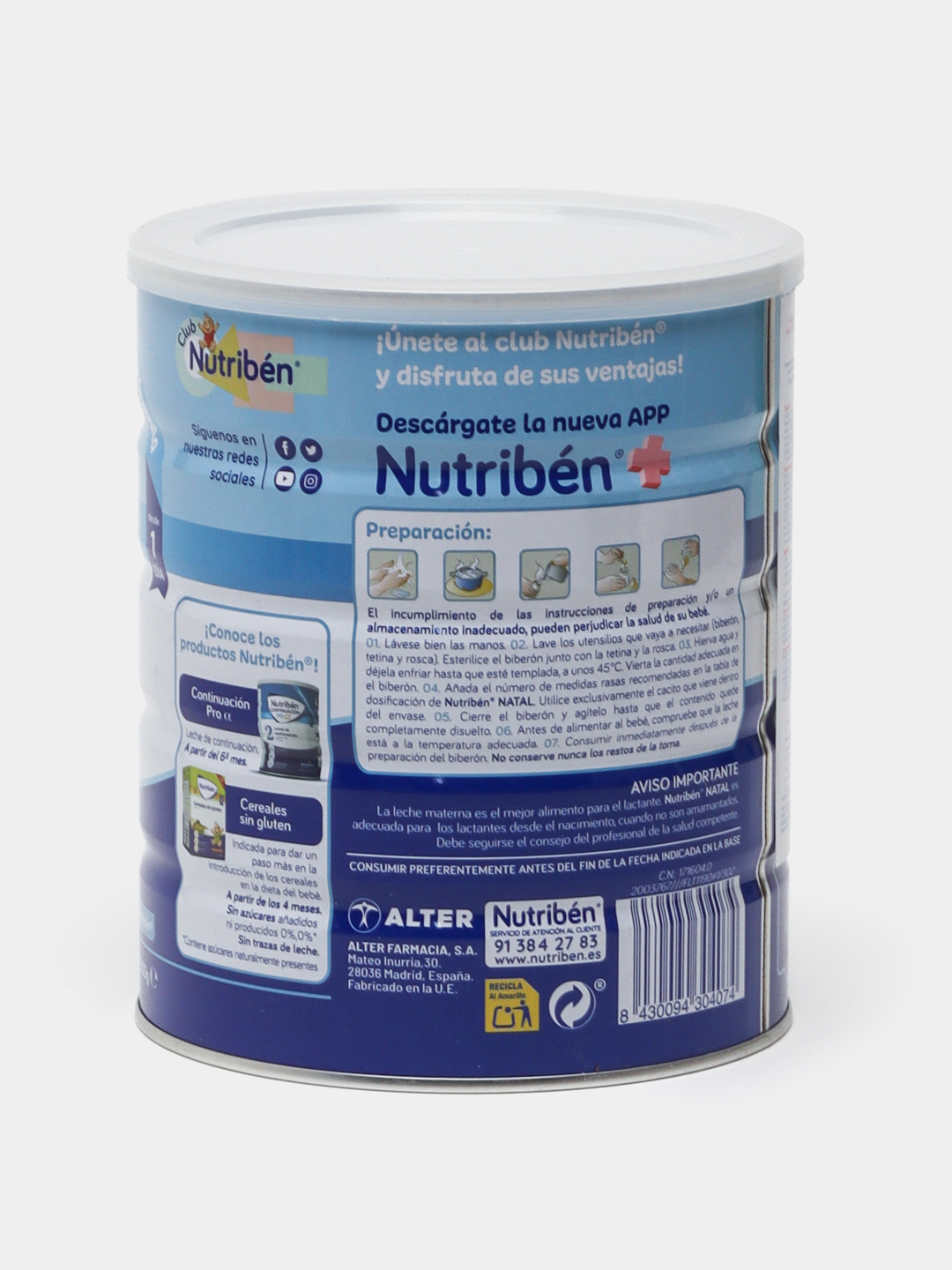 Sut aralashmasi, tez tayyorlanadigan Nutriben NATAL Pro- 1, 0-6 oyliklar 800 gr