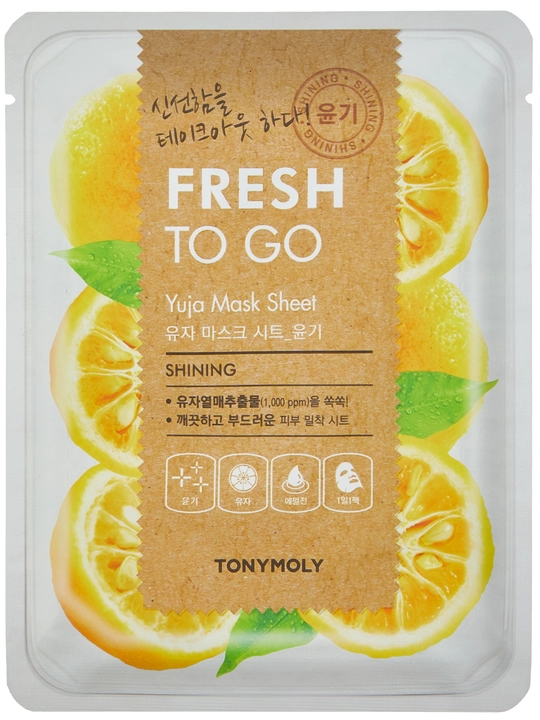 Matoli yuz niqobi TONY MOLY FRESH TO GO 25g, namlantirish, tekstura, Koreys parvarishi