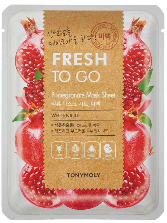 Matoli yuz niqobi TONY MOLY FRESH TO GO 25g, namlantirish, tekstura, Koreys parvarishi