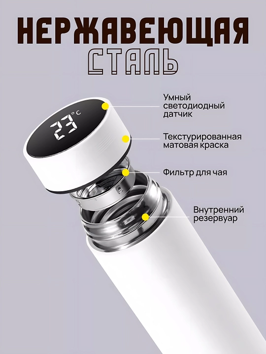 Термокружка для горячих и холодных напитков, держит тепло, из нержавеющей стали