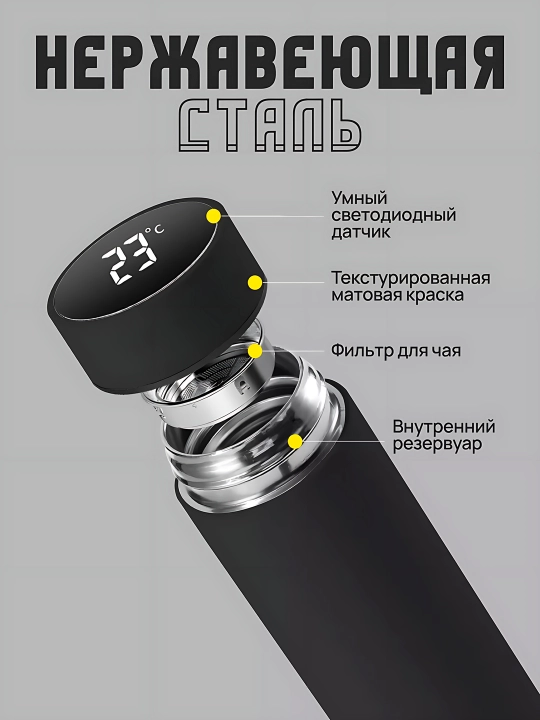 Термокружка для горячих и холодных напитков, держит тепло, из нержавеющей стали