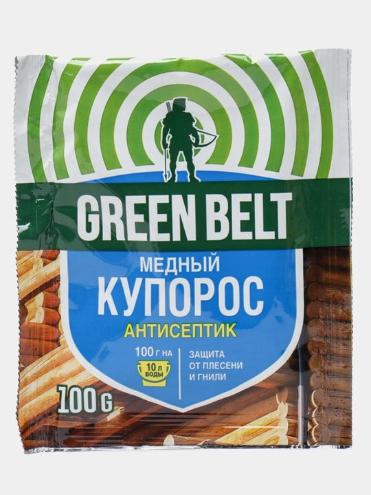 Медный купорос "Грин Бэлт" антисептик, защита от плесени и гнили, 100 г - 