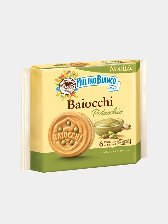 Сендвичное печенье Mulino Bianco Baiocchi, с фисташковым кремом, 168 г