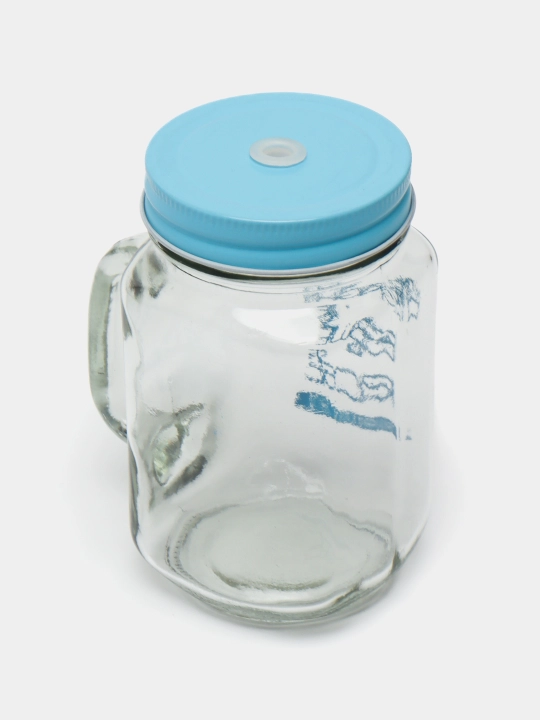 Trubochkali shisha stakan, krujka, tutqichli va metall qopqoqli, 400 ml