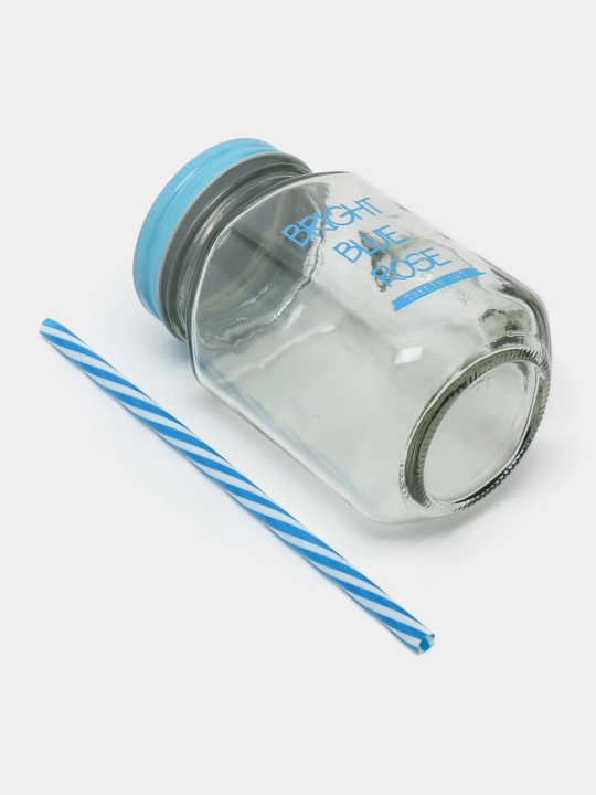 Trubochkali shisha stakan, krujka, tutqichli va metall qopqoqli, 400 ml