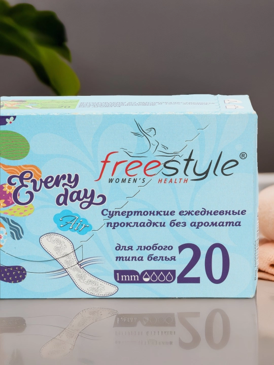 Kundalik ayollar gigiyenik tagligi "Free Style Every Day", hushbo'y hidsiz, 20 dona