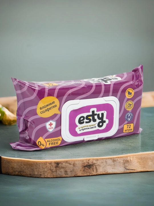 Nam salfetkalar Esty, 72 dona