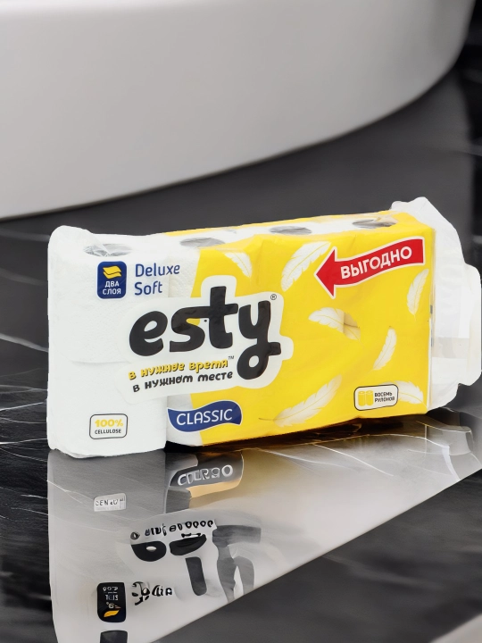 Туалетная бумага Esty 2 слоя, 8 шт