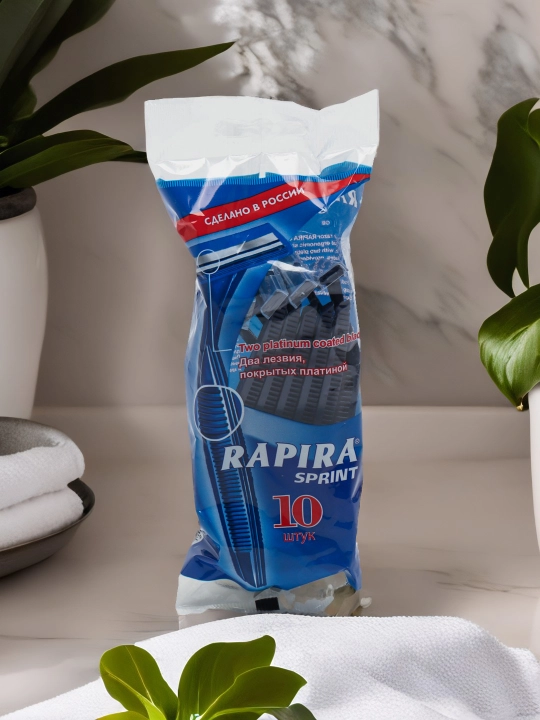Bir martali ishlatiladigan ustara Rapira Sprint, 10 dona