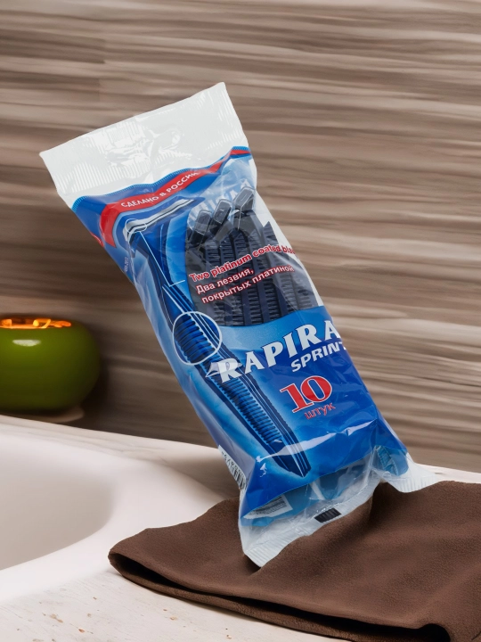 Bir martali ishlatiladigan ustara Rapira Sprint, 10 dona