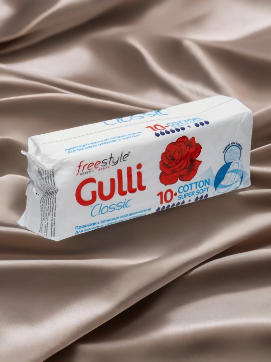 Ayollar uchun prokladkalar, Free Style Gulli Classic, Cotton Super Soft, 10 dona