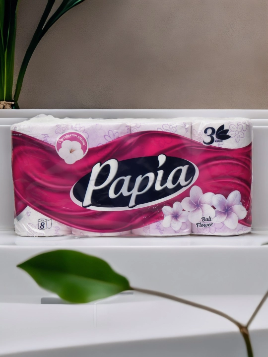 Tualet qog'ozi Papia Bali Flower, 3 qavatli, 8 dona