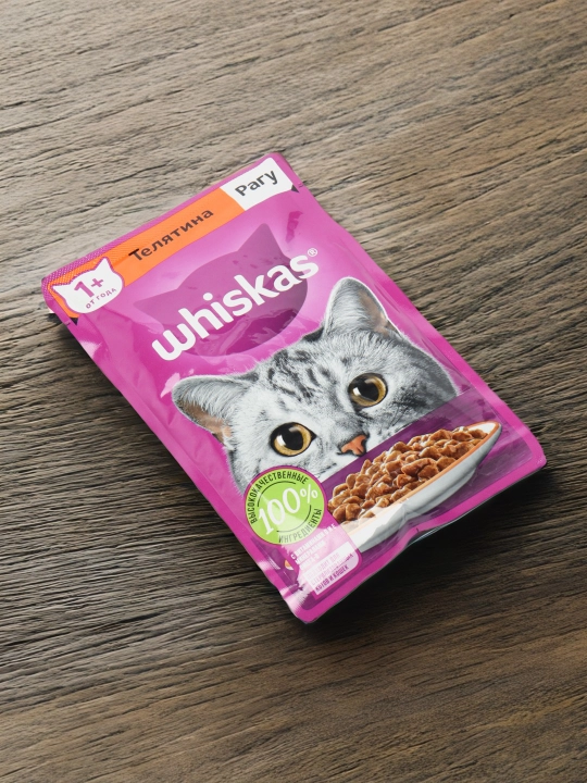 Whiskas Mushuklar uchun nam yem, buzoq go‘shtli ragu, 75 g