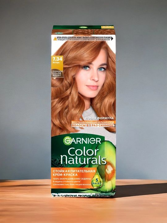 Sochlar uchun krem bo'yog' Color Naturals, ton 7.34 Amber