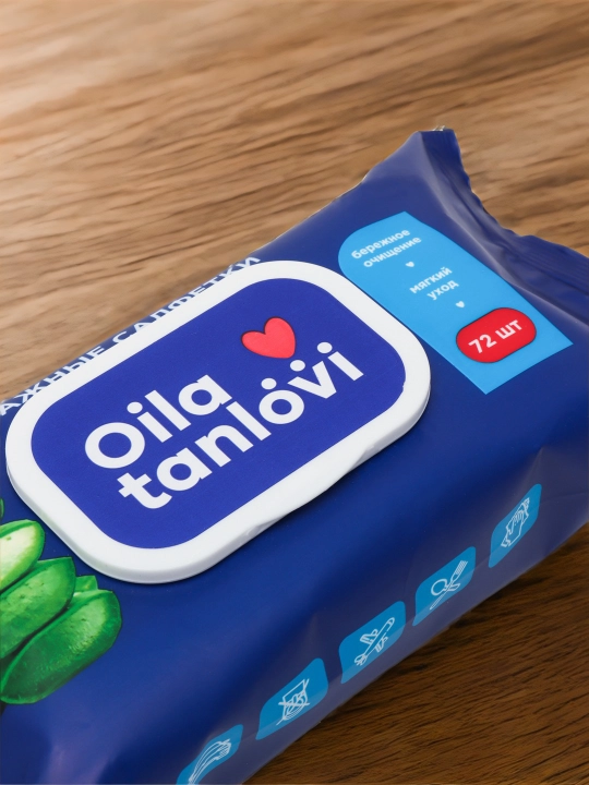 Влажные салфетки Oila tanlovi "Алоэ", 72 шт