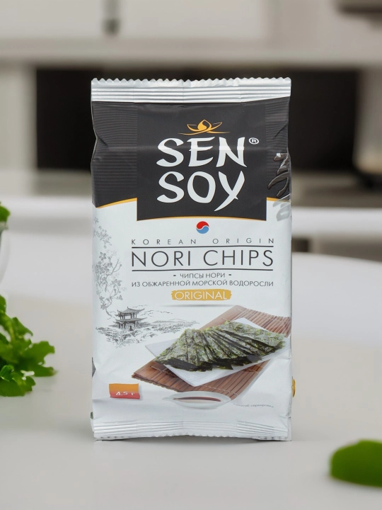 Chipslar Sen Soy Premium Nori dengiz o'tlari bilan, 4.5 g