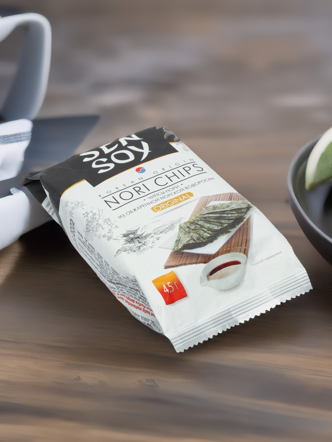 Chipslar Sen Soy Premium Nori dengiz o'tlari bilan, 4.5 g