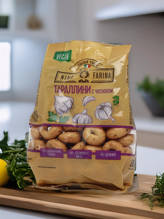 Тараллини Nina Farina, с чесноком, 180 г