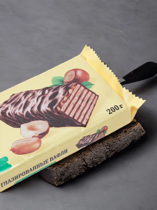 Вафли Яшкино глазированные с орешками, 200 гр