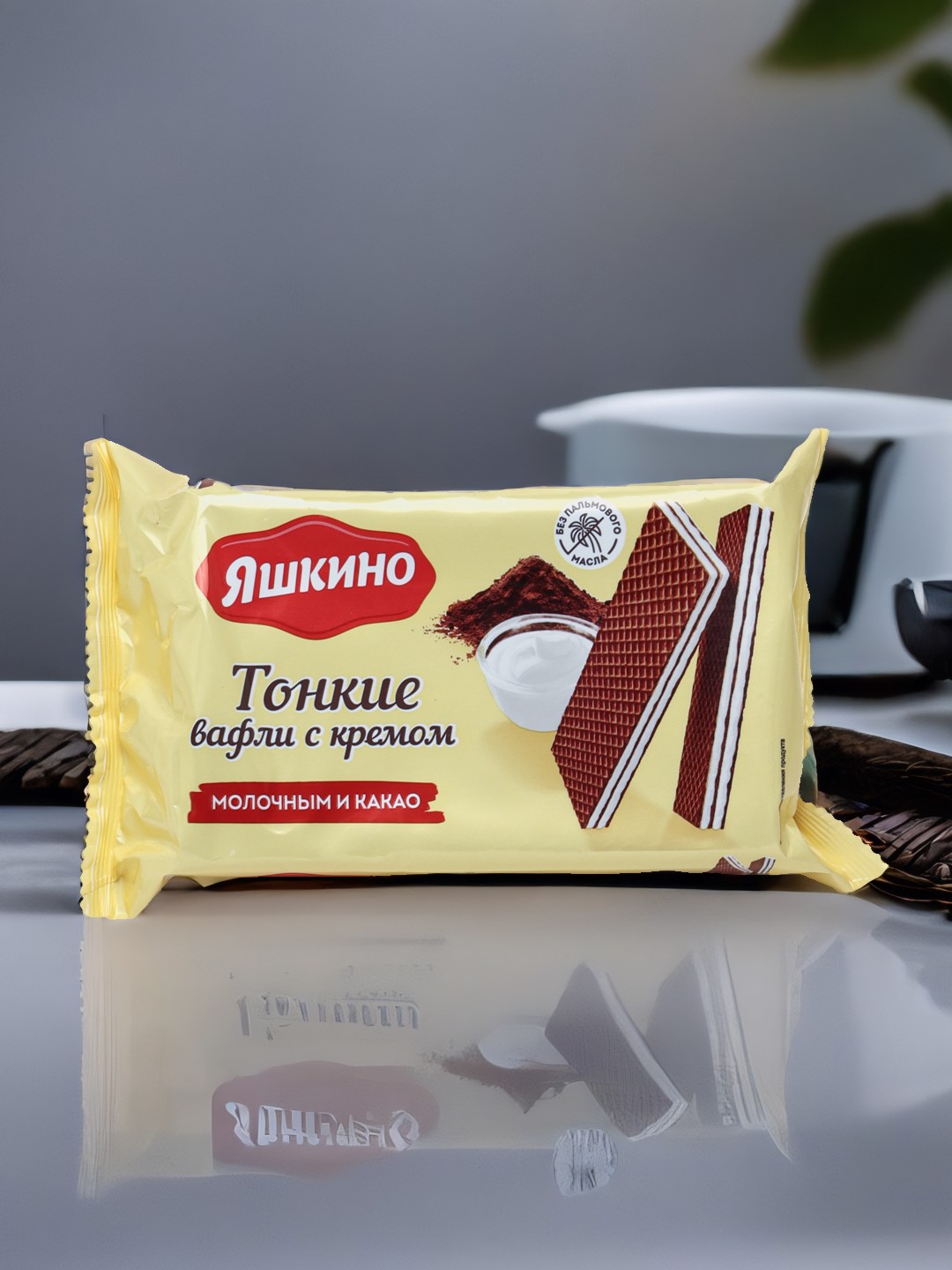Yupqa vafli Yashkino, kakao va sut kremi bilan, 144 g