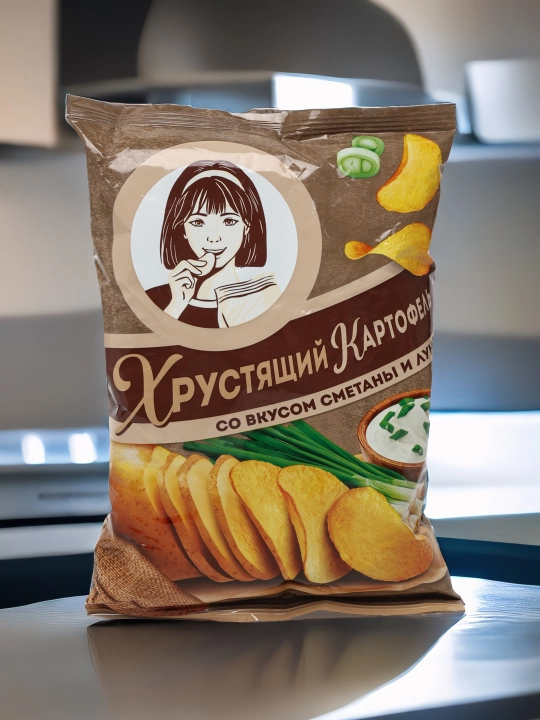 Чипсы Хрустящий картофель в ломтиках, Сметана и лук, 70 г
