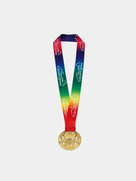 Sovrin medali, lentadagi metall, 1-oʻrin oltin, 2-oʻrin kumush, 3-oʻrin bronza