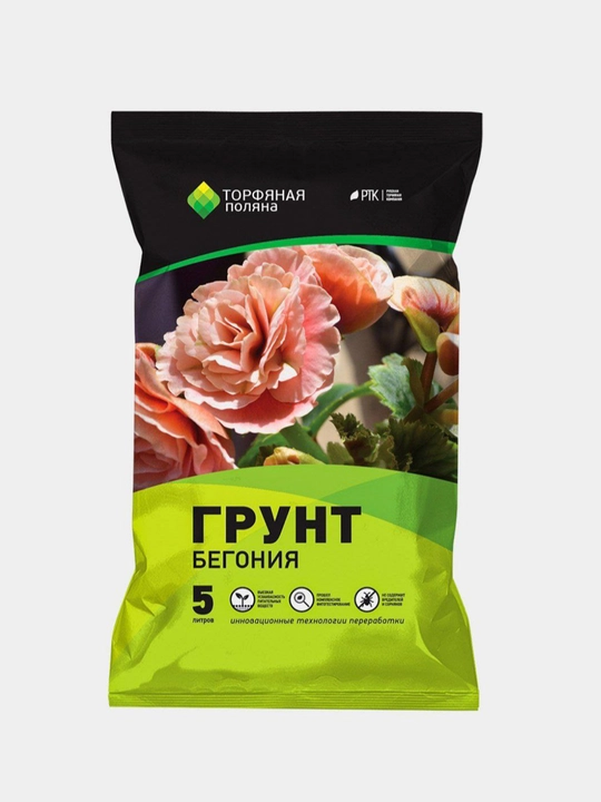 Грунт, торф для бегонии, торфяная поляна, 5 литр - 