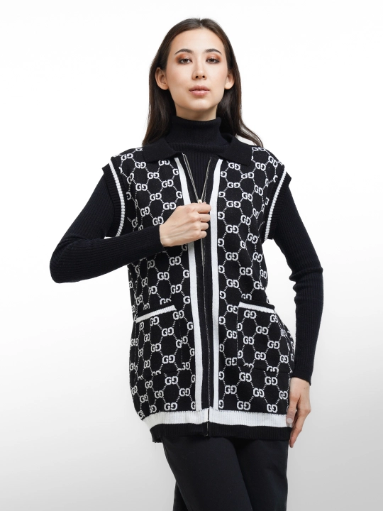 Qulf va yoqali Didov Triko, ayollar nimchasi, kundalik kiyim uchun, zamonaviy, oversize