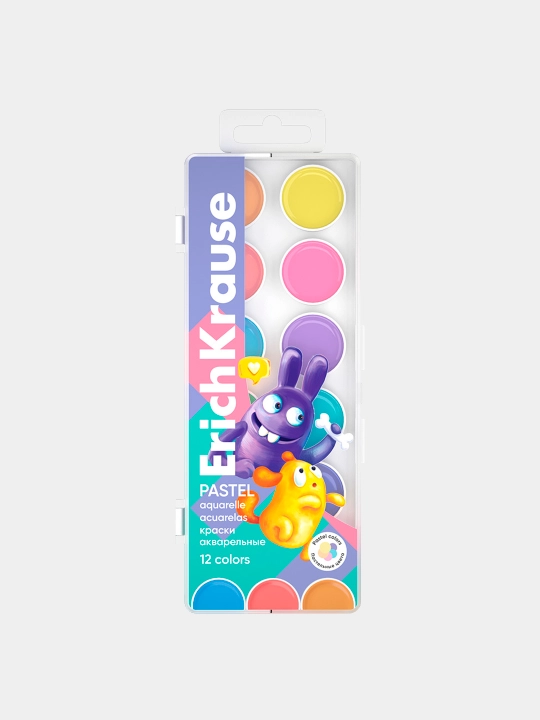 Краски акварельные ErichKrause Jolly Friends Pastel 12 цветов 61370