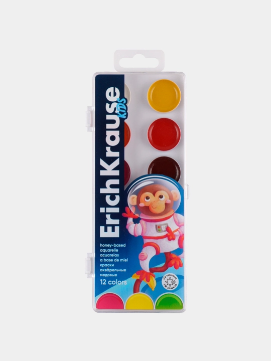 Akvarel bo'yoqlari ErichKrause Kids Space Animals yorqinlik UF himoyasili 12 rang 61360