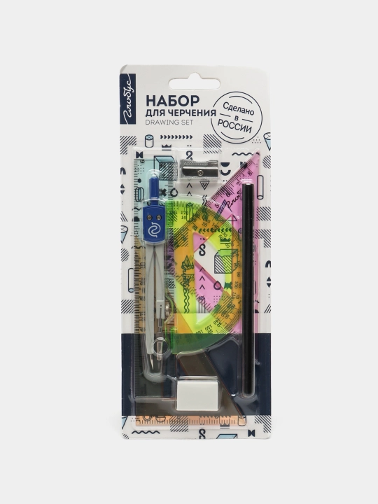 Набор чертежный из 8-х предметов, синий, НЧ8-40-01Б q0000015719 - 