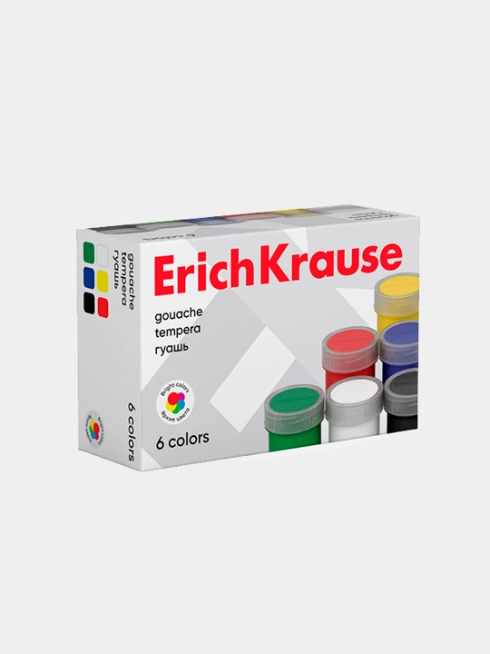 Гуашь ErichKrause 6 цветов по 17 мл, в коробке 6 шт, 50543