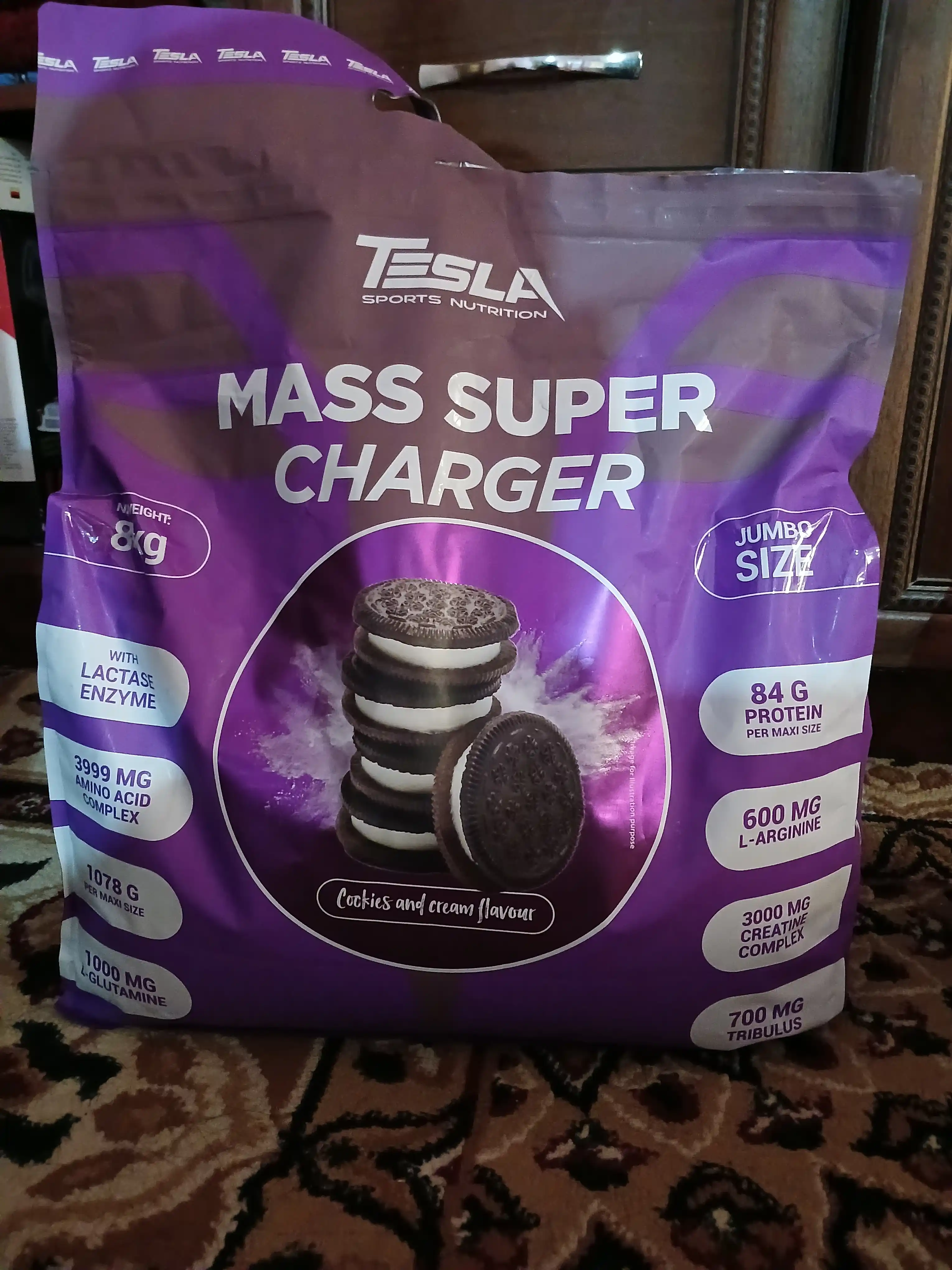 Vazn uchun Gainer Tesla Mass Super Charger, 8 kg L-Arginine, Creatine Tribulus blan