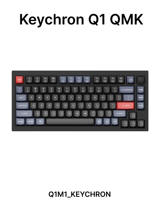 Simli o'yin klaviaturasi  Keychron Q1 QMK, HotSwappable, RGB, Knob, Black