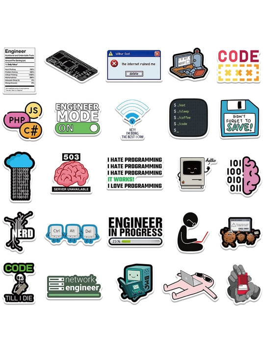 Nakleykalar "Cyberpunk, IT, xakerlar, o'yinlar, Minecraft" telefon, kompyuterlar uchun