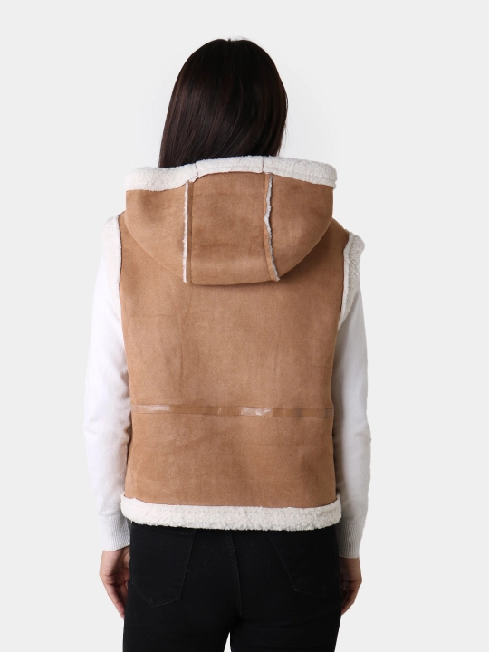 Ayollar uchun Teddy jilet, qo‘lsiz dublyonka, universal L-XL o‘lcham, oversayz uslub