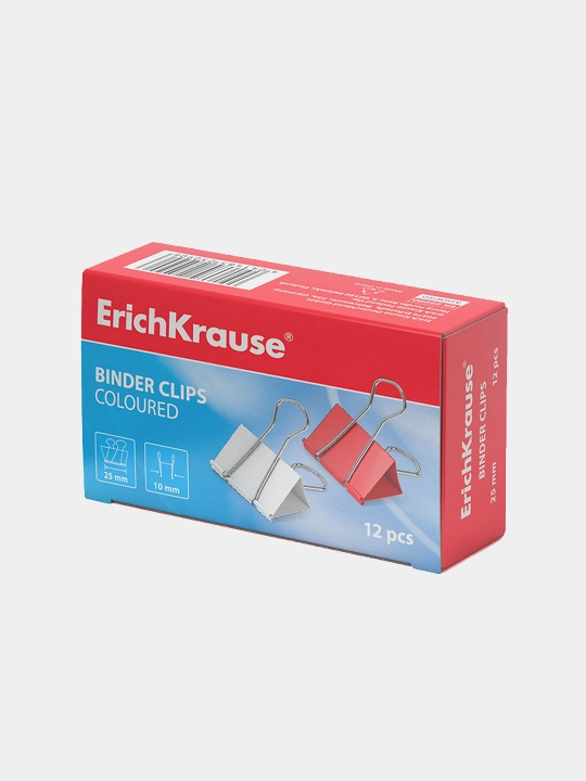 Зажимы для бумаг ErichKrause Classic, 25 мм, ассорти (коробка 12 шт.) 25090