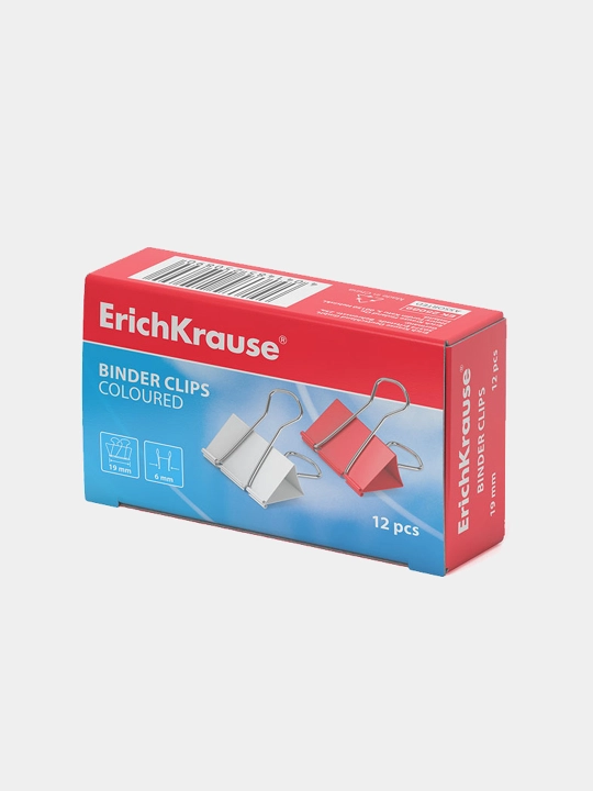 Зажимы для бумаг ErichKrause Classic, 19 мм, ассорти (в коробке по 12 шт.) 25089