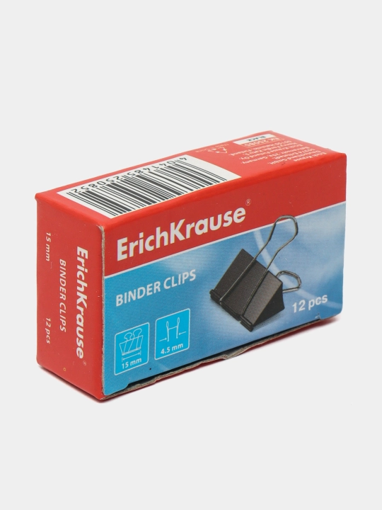 Зажимы для бумаг ErichKrause Classic, 15 мм, ассорти (в коробке по 12 шт.) 25088