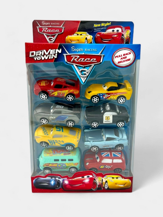 Inersion mashinalar to‘plami, Mashinalar, 8 dona, rivojlantiruvchi o‘yinchoq, Disney Cars 3+ uslubi, Makvin