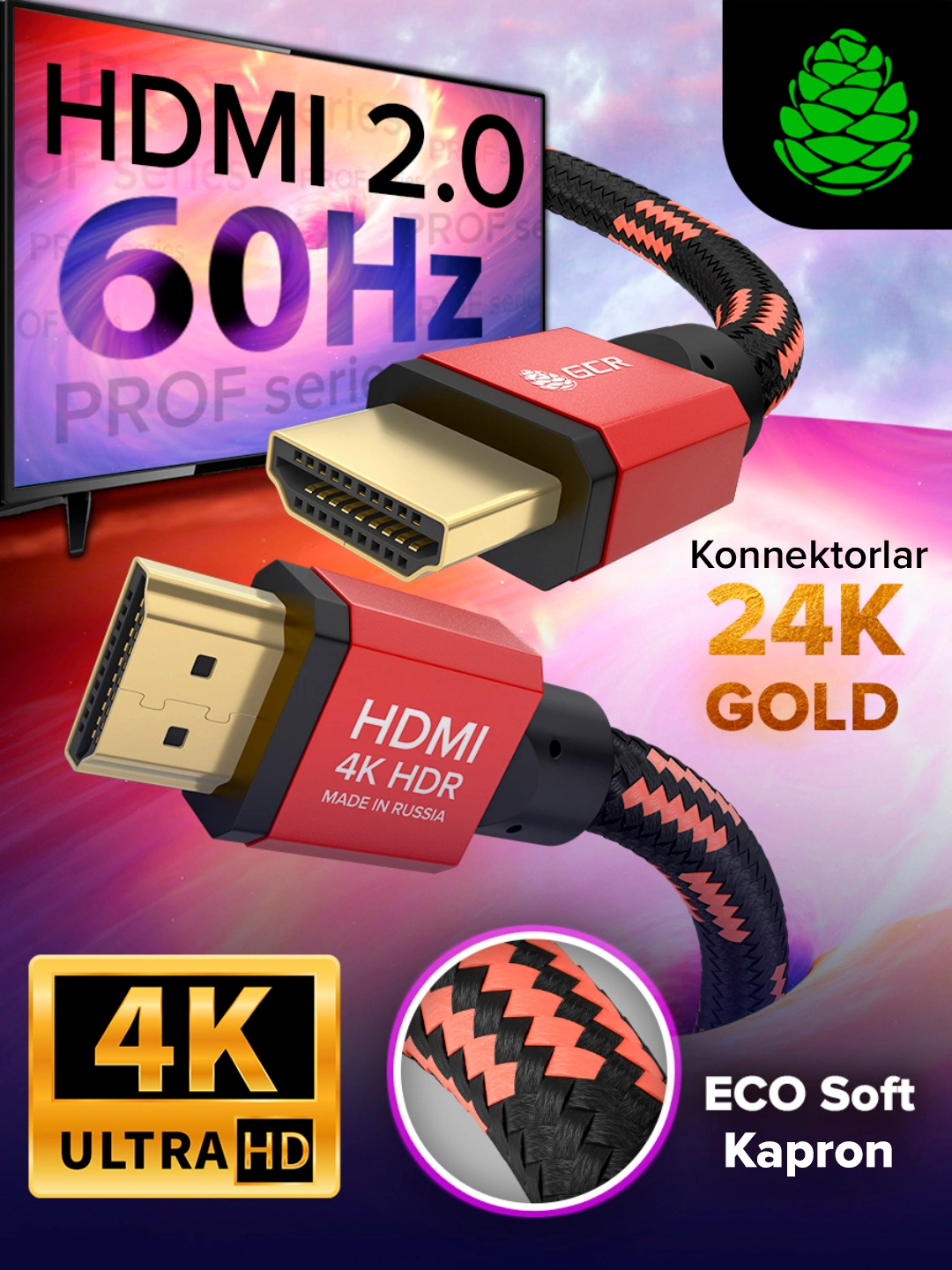 Ricable C1 Across 1 mt - Cavo HDMI 2.0 Ultra HD 4K HDR per CANALINE e CORRUGATI