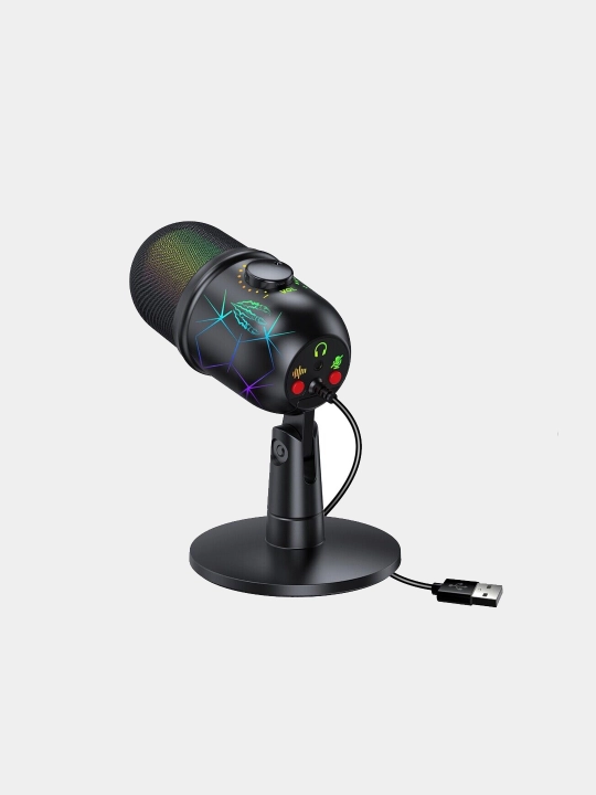 Микрофон профессиональный студийный конденсаторный USB с RGB подсветкой
