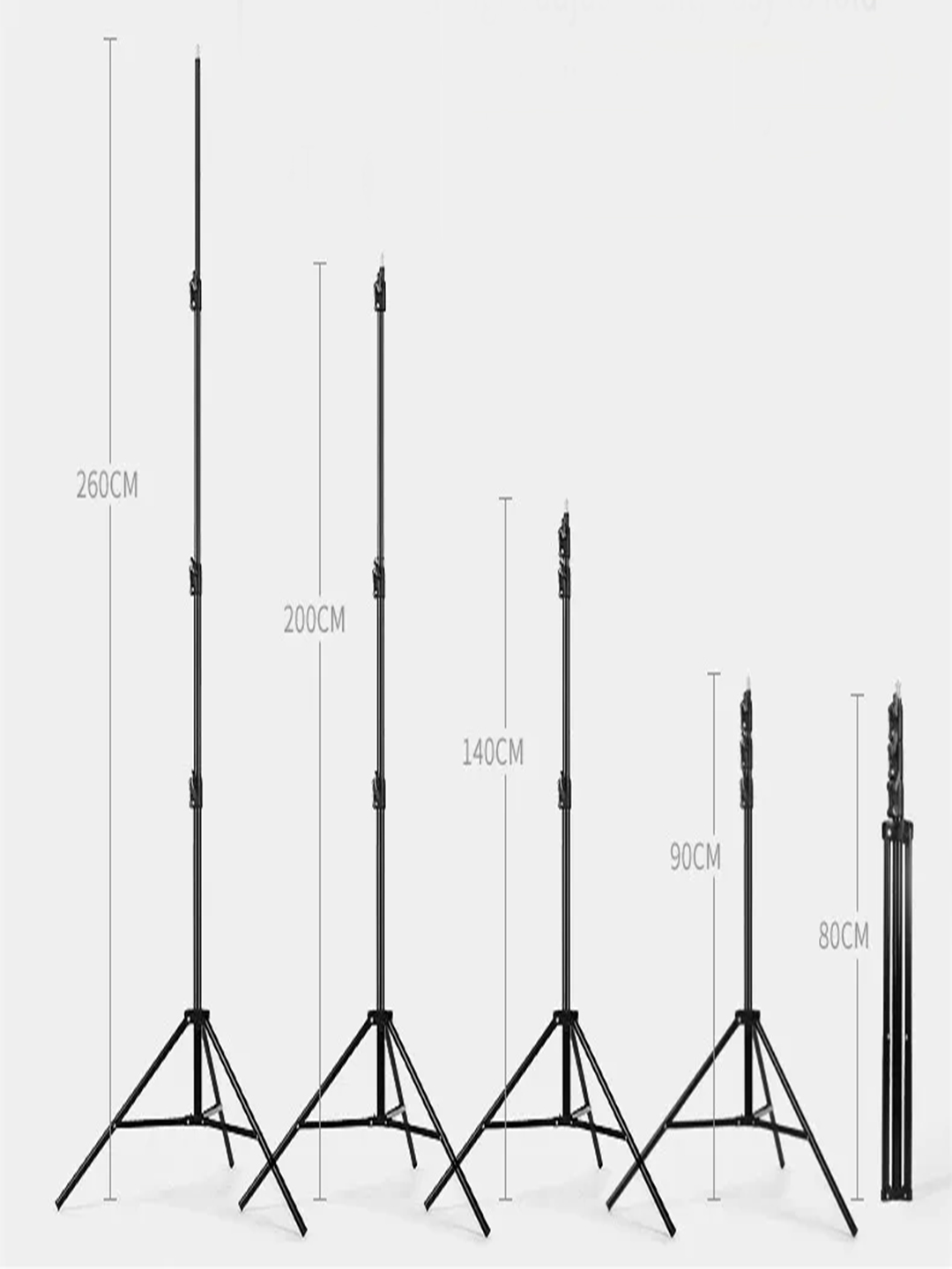 Kuchaytirilgan tripod 2,6 metr lamalar va yorug'lik chiroqlari uchun bardoshli metall