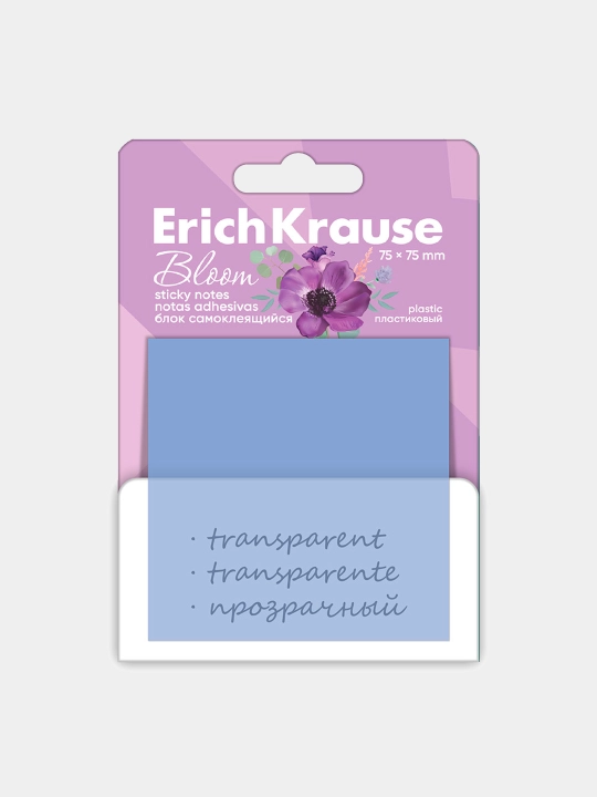 Блок самоклеящийся пластиковый ErichKrause PastelBloom, 75*75 мм, 50 листов, ассорти 61580