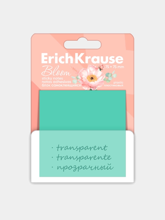 Блок самоклеящийся пластиковый ErichKrause PastelBloom, 75*75 мм, 50 листов, ассорти 61580