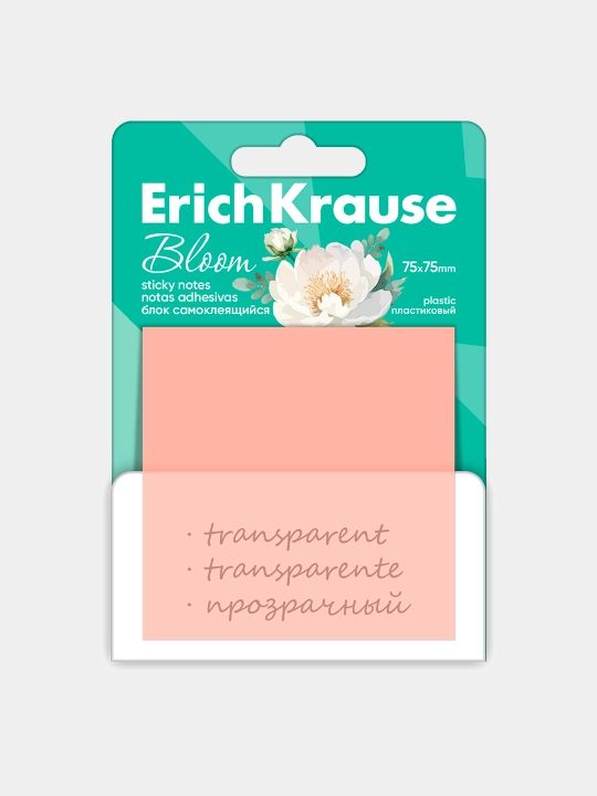 Блок самоклеящийся пластиковый ErichKrause PastelBloom, 75*75 мм, 50 листов, ассорти 61580