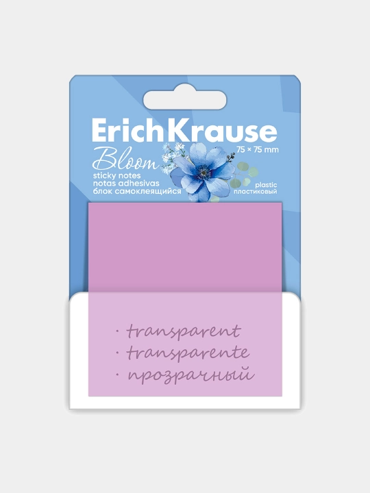 Блок самоклеящийся пластиковый ErichKrause PastelBloom, 75*75 мм, 50 листов, ассорти 61580