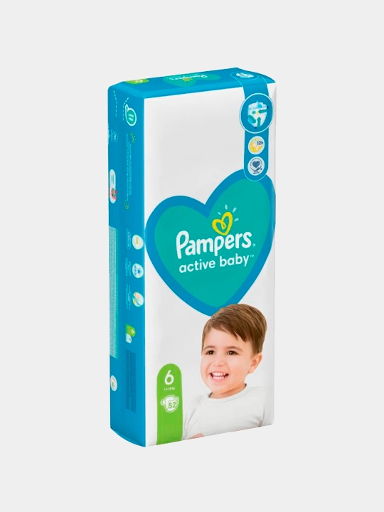 Подгузники для детей Pampers Active Baby 6 размер, 13-18 кг, 52 шт